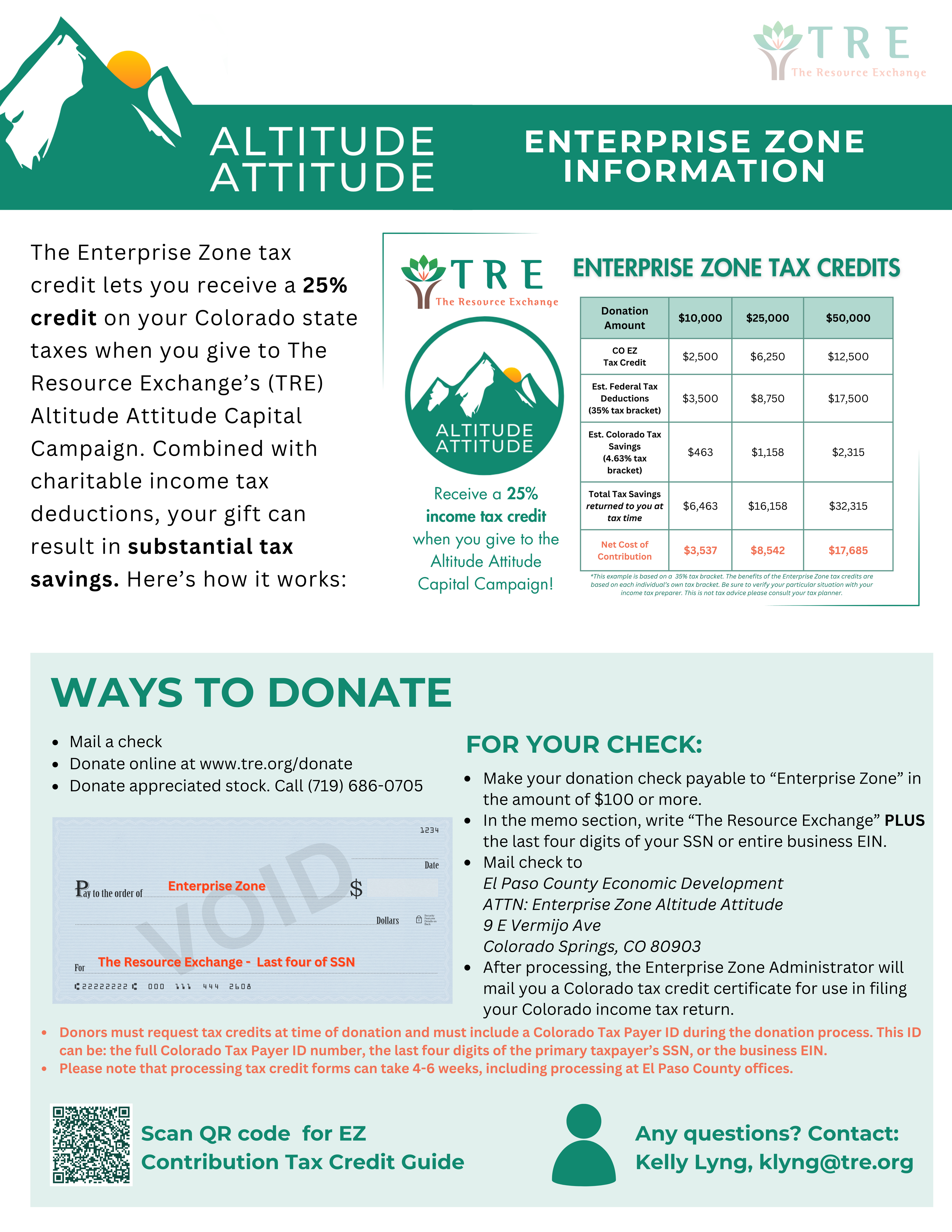 informational flyer about the Enterprize Zone income tax credit 