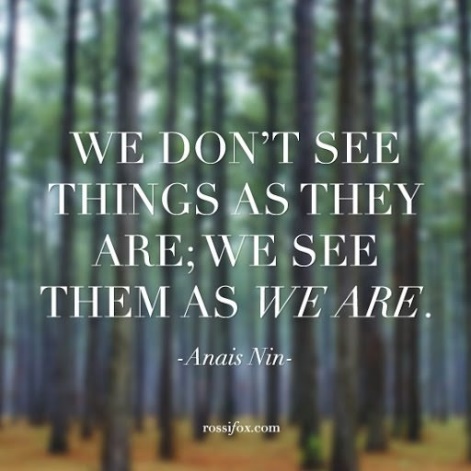 Anais Nin quote: We don't see things as they are; we see them as we are.